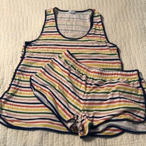 Maisonette x Lake pajamas rainbow stripe set S